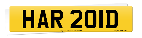 Registration number HAR 201D